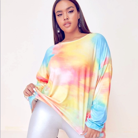 SHEIN Tops - SHEIN 4XL Tie Dye Drop Shoulder Long Sleeve Sweatshirt NWOT